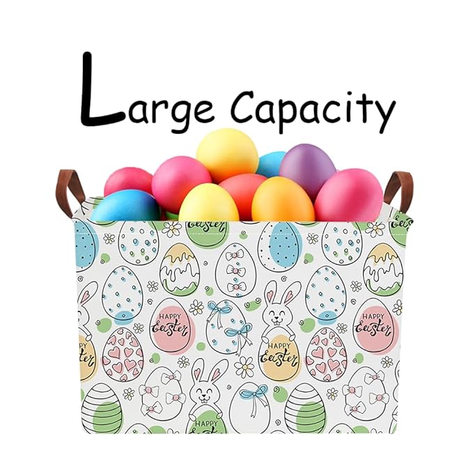 Rectangular Storage Baskets，Gift Basket,Book Box,Room Decor(Happy Easter)