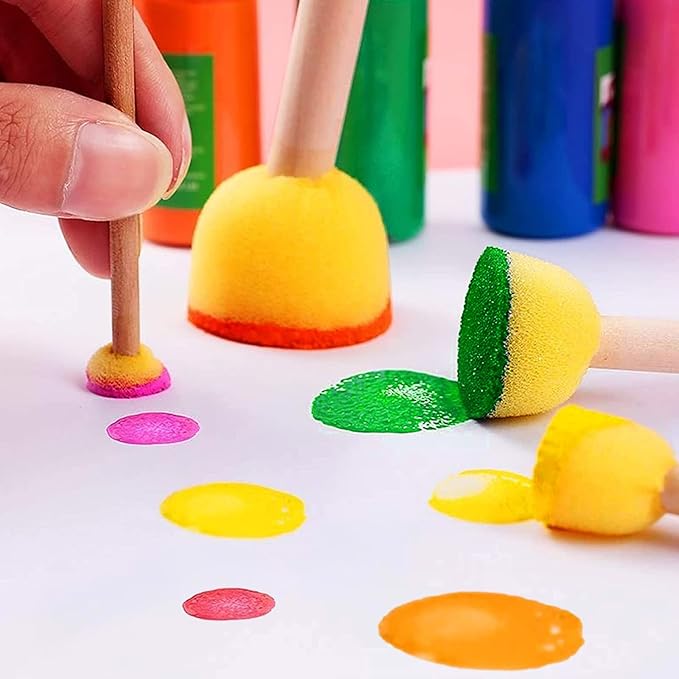 vivinin 90 Pcs Round Sponges Brush Set, Round Sponge Brushes for Painting, Paint Sponges for Acrylic Painting, Painting Tools for Kids Arts and Crafts (4 Sizes)