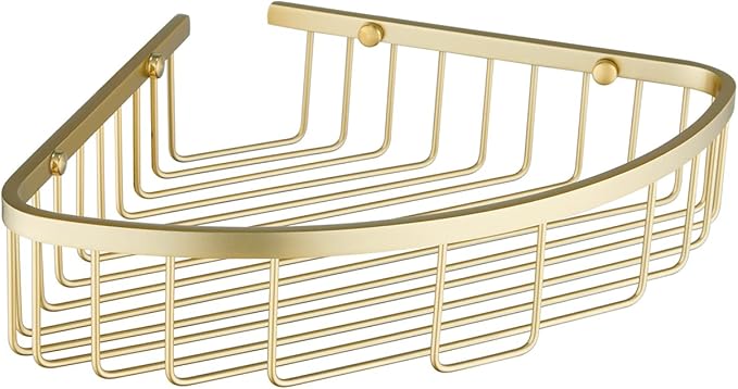 GORDEE Bathroom Shower Caddy Corner Shelf Basket, Corner-Hollow Design, Ultra Sturdy Rust-Proof Stainless Steel Shelf Organizer Shampoo Holder, Wall Mounted Storage Rack for Bathroom, Brushed Gold