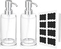 Soap Dispenser Set of 2, Clear Plastic Hand Soap and Dish Soap Dispenser for Kitchen and Bathroom, 10oz Refillable Containers with Waterproof Labels & Rust Proof ABS Pumps