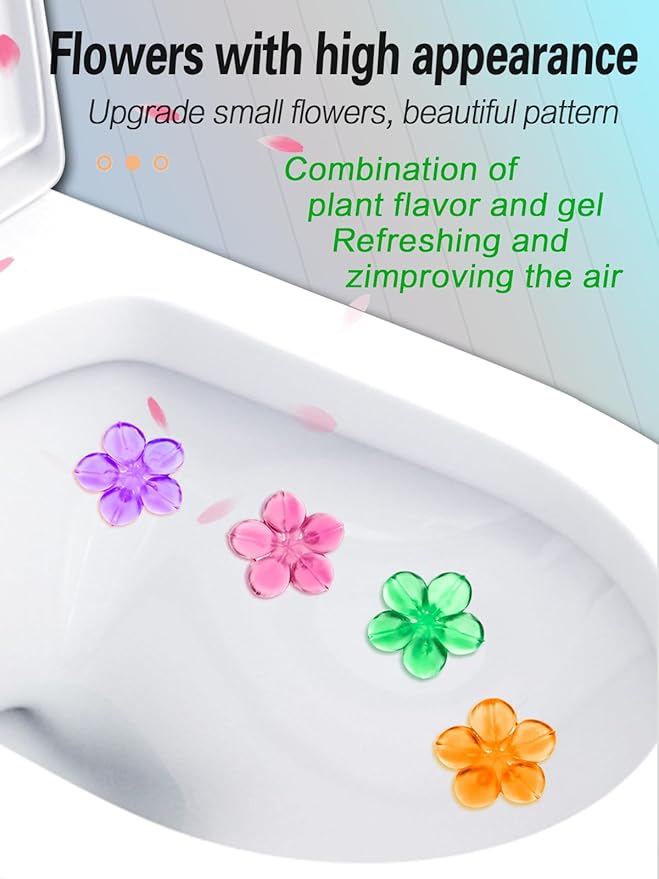 Toilet Bowl Cleaner Gel Stamps, 6 Scents with Flower Design, 78 Uses, Ocean Lavender Jasmine Lemon Osmanthus Mixed Fragrances (6)