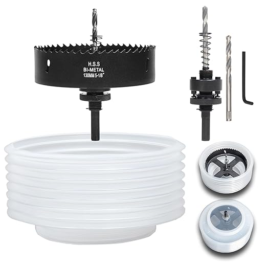 5-1/8 Hole Saw for Recessed Lights, 5.1 Inch Hole Cutter with Dust Bowl Catcher for Led Recessed Lighting 5 Inch and Wood Metal Drywall, Bi-Metal Construction, Black