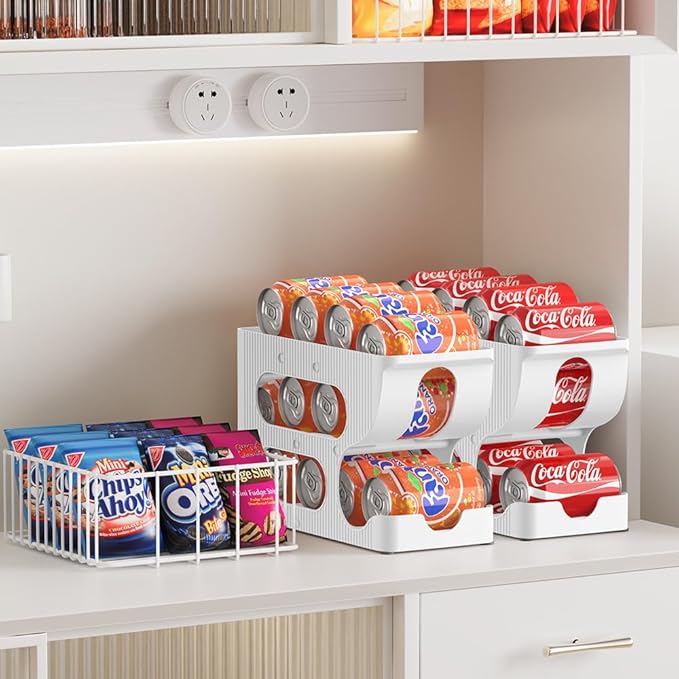 Soda Can Organizer for Pantry/Fridge, Automatic Rolling Pop Can Dispenser/Storage/Holder/Container for Refrigerator, Saving Space Drink Organizer for Fridge, 1 Pack Holds 12 Standard Cans