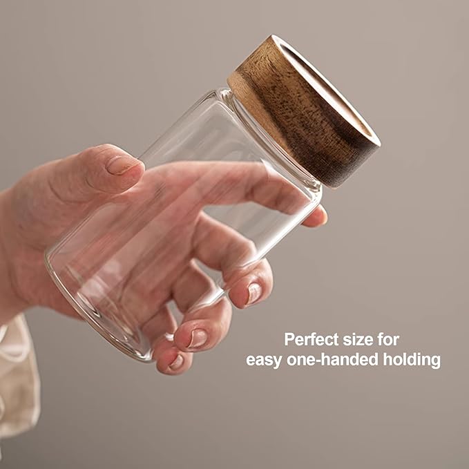 Patoper Glass Coffee Jars with Top Screw Lid Round Food Storage Canister Clear Glass Jar for Pantry Sugar Tea Coffee Bean Spice Nuts Cookies Bath Salts (2×550ml(18oz))