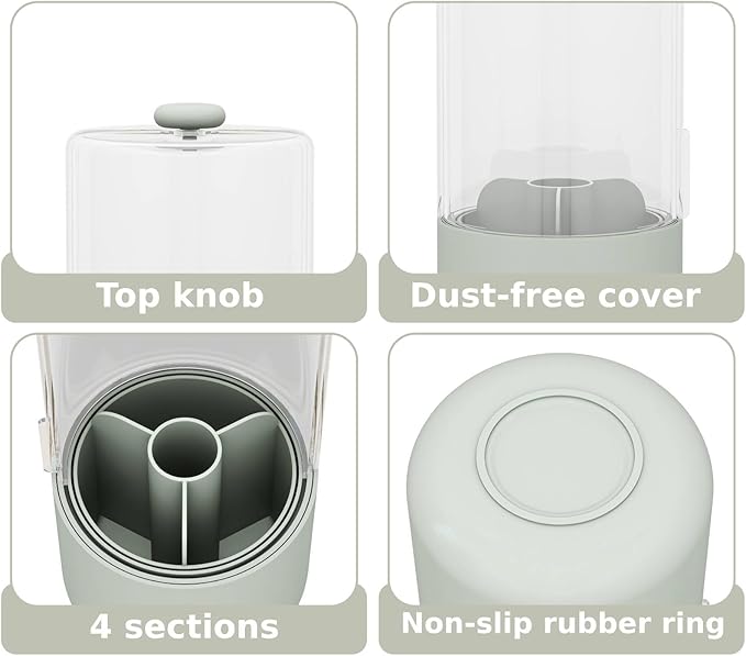 YOOLENS Toothbrush Holder with Cover 360 Rotating 4 Compartments Bathroom Toothpaste Electric Toothbrush Organizer, Light Green
