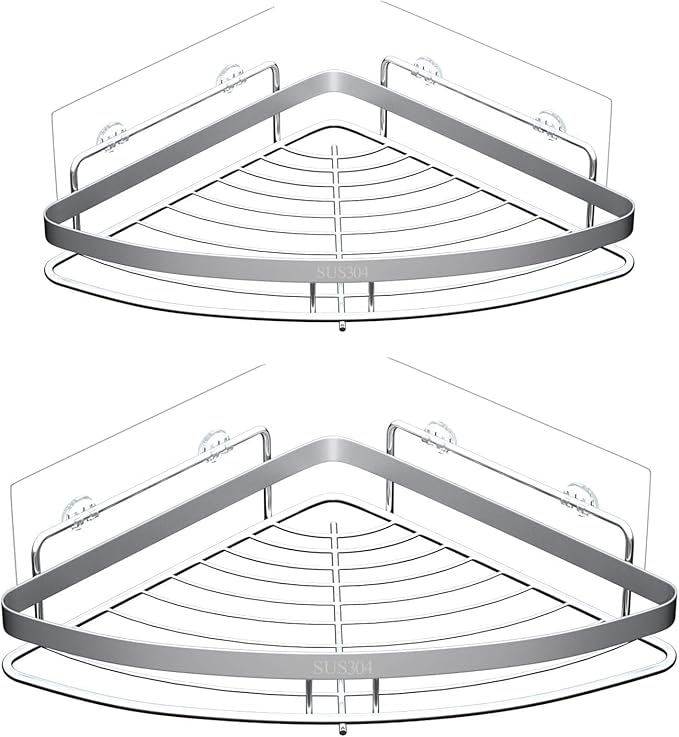 8PCS Shower Caddy Adhesive Replacement Shower Shelves Adhesive Strip Pad Organizer Sticker Replacement Bathroom Heavy Duty Wall Mount Strong Sticky No Drilling Strong Transparent