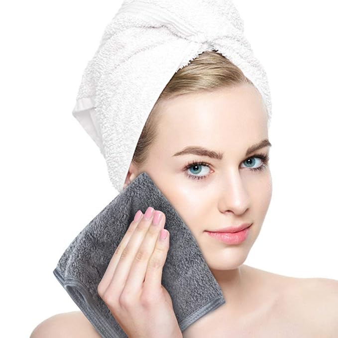 SINLAND Absorbent Coral Velvet Washcloth Ultra Soft Microfiber Face Towels 12 x 12 inch Multi-Purpose Face Cloths for Household and Sport