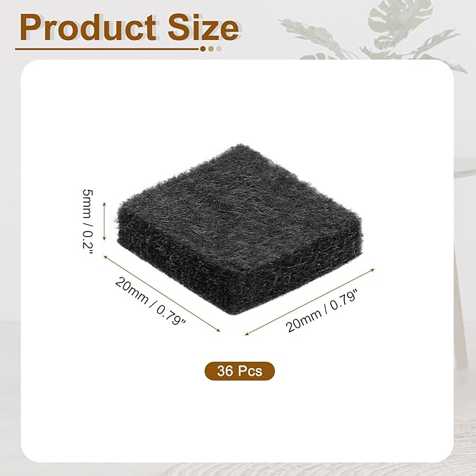uxcell Felt Furniture Pads, 36Pcs 0.79" x 0.79" Adhesive Backed Felt Non-Slip Anti-Scratch Chair Leg Protectors for Protecting Hardwood Floor, Black