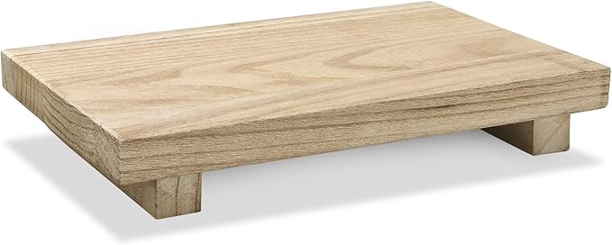 Nuogo Wood Riser Tray Soap, Stand Soap Tray for Kitchen Sink, Wood Pedestal for Kitchen Counter Sink Stand Decorative Rustic Bathroom Dishes Plant Bottles Candles Display(12 x 7 Inch,Natural)