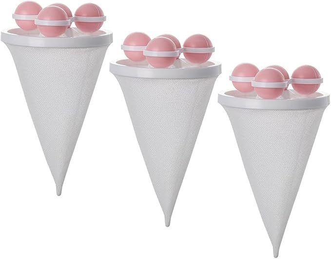Sakerplus Washing Machine Hair Filter Mesh Bags, 4-Pack Reusable Floating Lint Catcher for Laundry, Drain Protector with Fast Hair & Debris Collection (3, Pink)