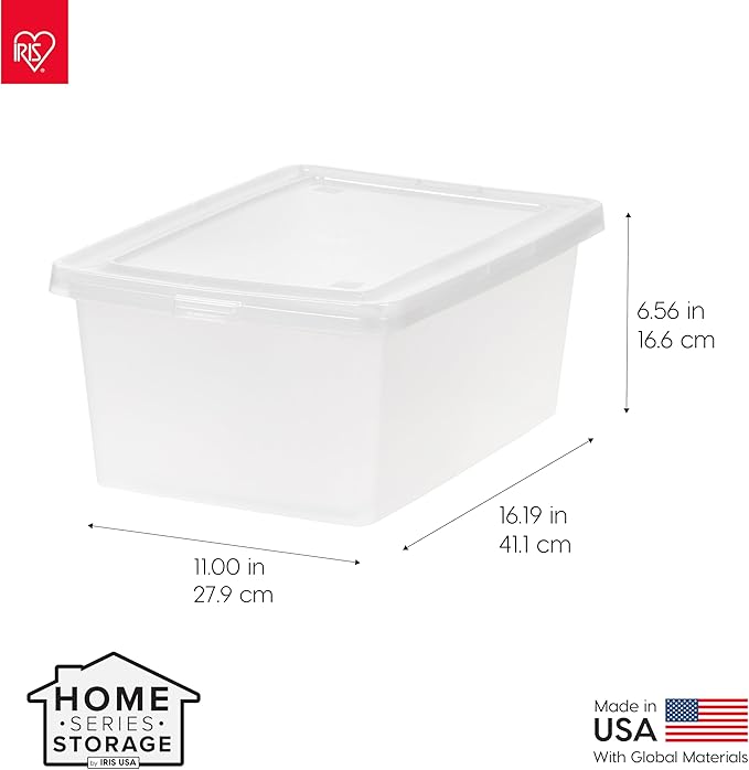 IRIS USA 4-Pack Storage Bins with Lids, 15 Quart, Shoe Boxes Clear Stackable Containers Organize Shoes Closet Shelves, Classroom Organization Teacher Tools, Game Storage - BPA-Free Plastic
