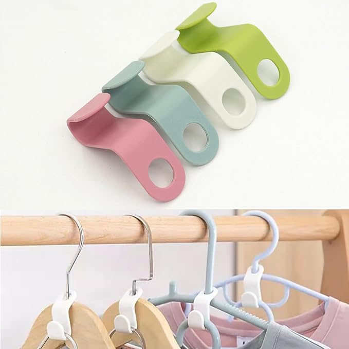 48 PCS Multi-Color Plastic Space-Saving Hanger Hook for Clothes, Accessories(4 Colors Mixed)