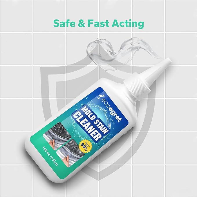 Mold Stain Remover Gel (5 Fl Oz), Multifunctional Mold Stain Remover, Heavy Duty Stain Gel Cleaner for Front Loader Washing Machine Seal, Bathroom Grout, Shower, Caulk
