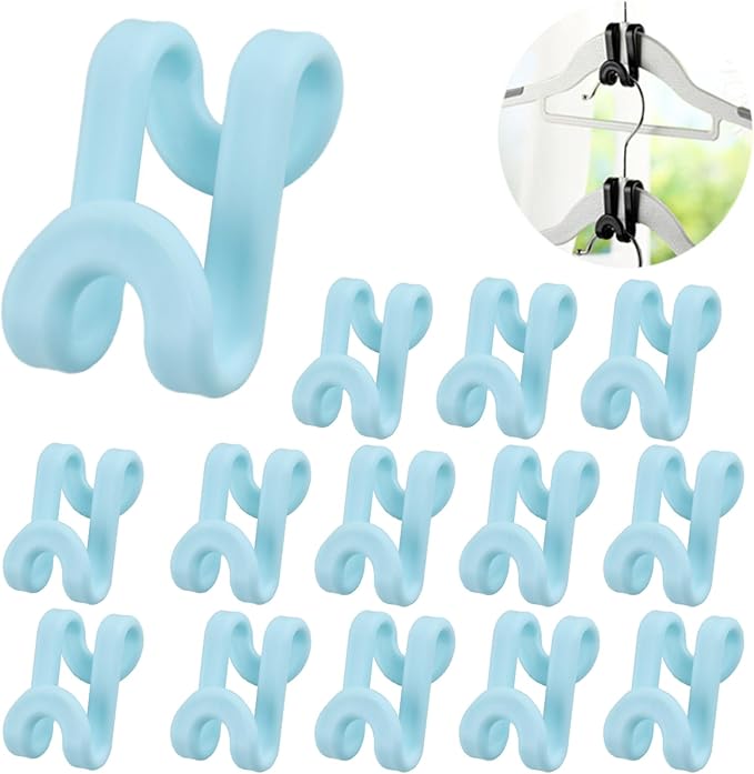 70 Pack Clothes Hanger Connector Hooks, Mini Cascading Hanger Hook, Heavy Duty Space Saving for Closet(Blue)