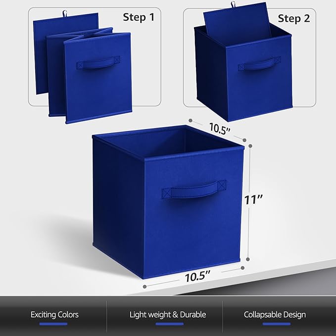 Sorbus 13 Inch Storage Bins - Sturdy Collapsible Fabric Storage Cubes with Handle - 12 Foldable Baskets for Organizing Clothes, Toys, Books - Storage Baskets for Shelves, Closets