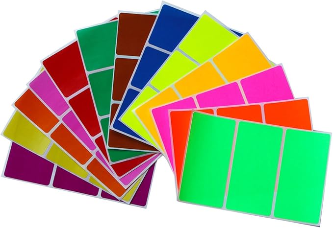 Royal Green Rectangular Stickers Color-Coding Labels for Organizing, Moving, and Storage Boxes 4" x 2" Stickers to Write On Name Tags, 39-Pack (13 Assorted Colors)