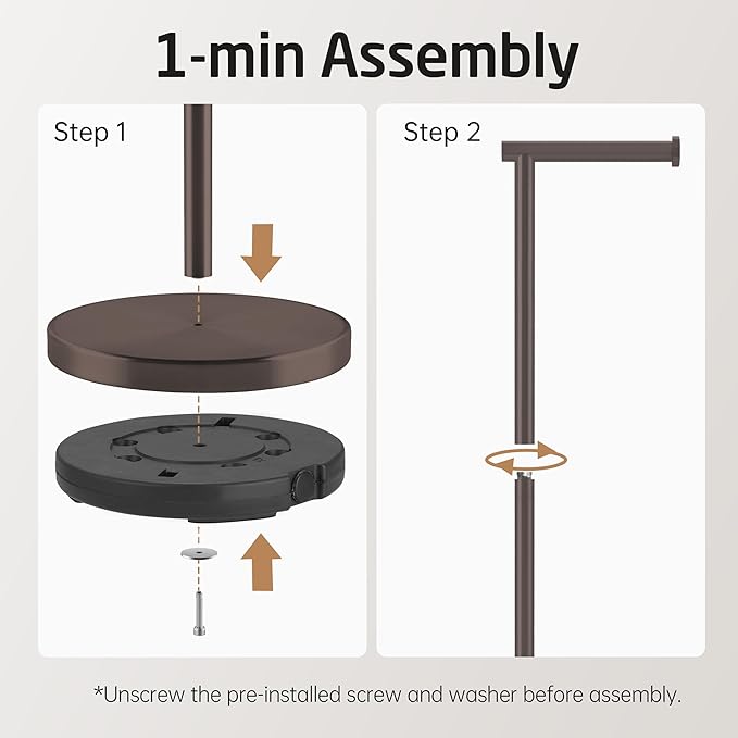 KES Bronze Toilet Paper Holder Stand 26" H, Toilet Roll Holder Free Standing with Heavy Weighted Base, 18/8 Stainless Steel, BPH283S66-BB