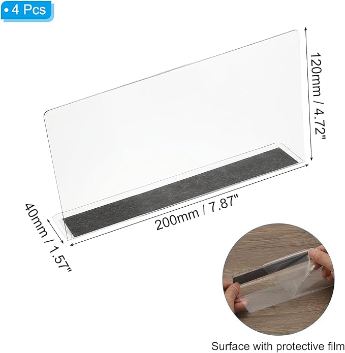 PATIKIL 4 Pack Shelf Dividers for Closet Organization, 7.9x1.6x4.8 Acrylic Magnetic Closets Separator Kitchen Cabinet Shelves Under Bed Blocker for Bedroom Kitchen Office, Clear