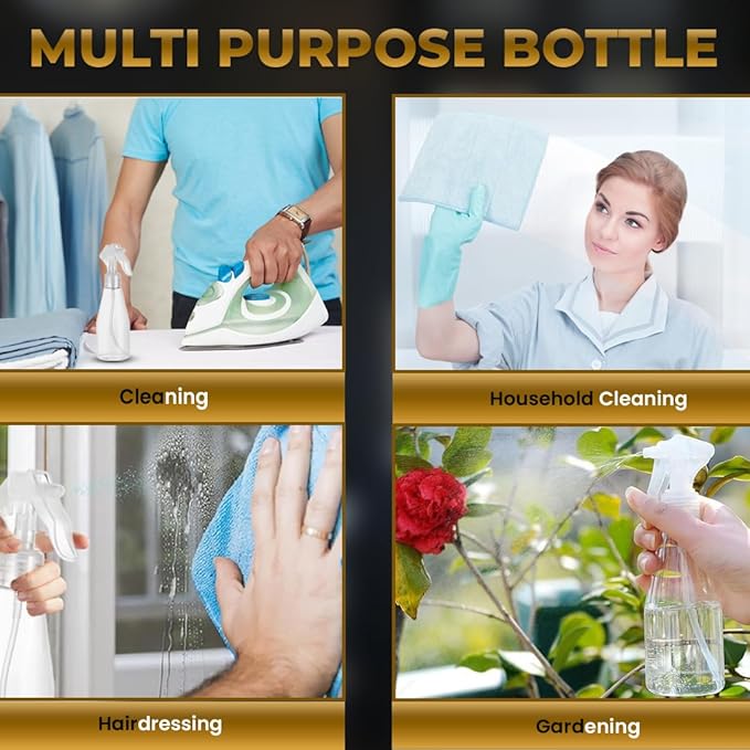 FZE Spray Bottles With Ultra Fine Mist Pack of 2 | 6.76 Oz/200ml | Plant Mister | Small Spray Bottle for Hair | Plants | Cleaning | Gardening | Essential Oil Mist Spray [ Mini Mist]