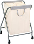 STORAGE MANIAC 125L Collapsible Laundry Hamper with Wheels, Rolling Laundry Basket, Heavy Duty Cloth Sorter with Removable Bag, Folding X Frame Clothes Organizer Cart for Easy to Store, 2 Section