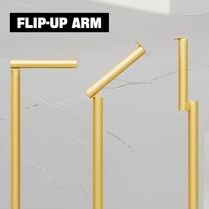 Gold Toilet Paper Holder Stand Free Standing，Holds 5 Rolls, Slim Toilet Paper Holder, Modern Floor tissuse Holder for Bathroom, RV,Kitchen, Floor TP Holder Stand