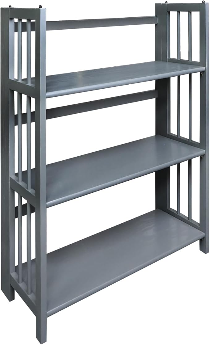 Casual Home 3-Shelf Folding Stackable Bookcase (27.5" Wide)-Slate Gray