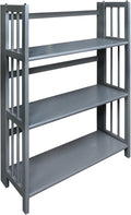 Casual Home 3-Shelf Folding Stackable Bookcase (27.5" Wide)-Slate Gray