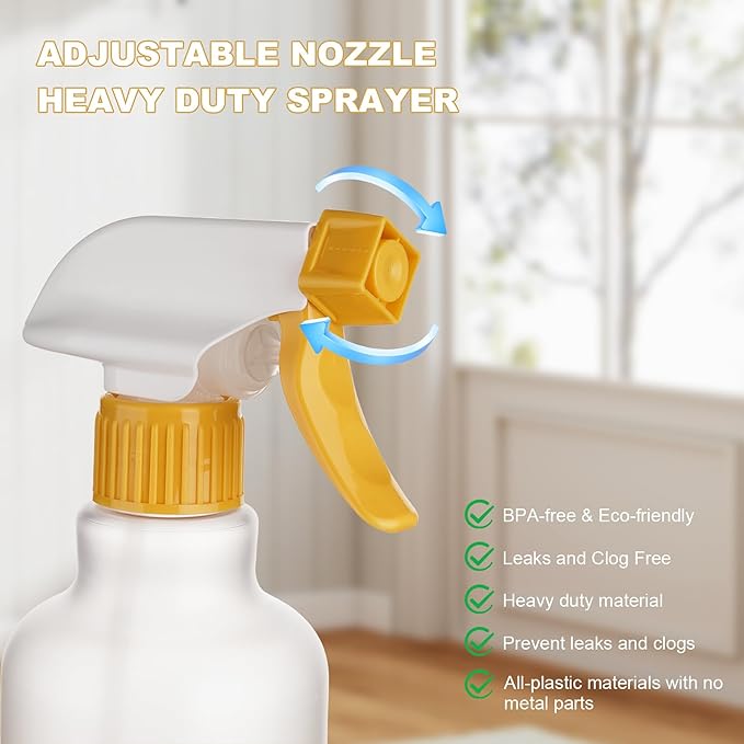 Spray Bottles Plastic Spray Bottle for Hair Mist/Stream Heavy Duty Empty Spray Bottles for Cleaning Solutions, Plants, Cooking (16.9oz-Yellow)
