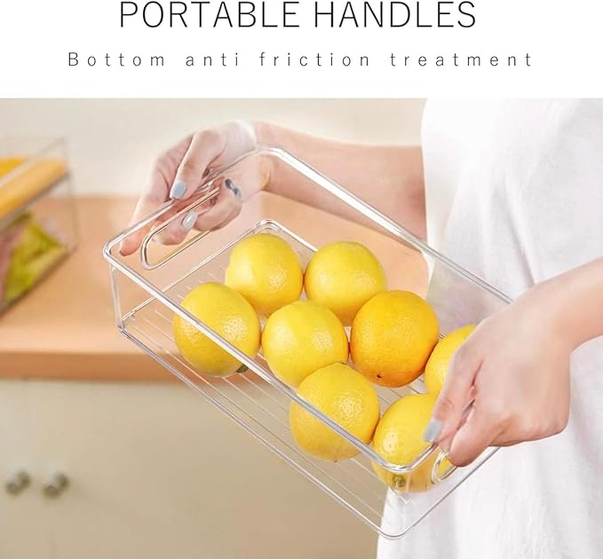 12 Pack Refrigerator Organizer Bins, 3 Sizes Stackable Clear Pantry Storage with Handles for Fridge, Freezer, Shelves, Drawer, Snack Organizer for Home & Kitchen