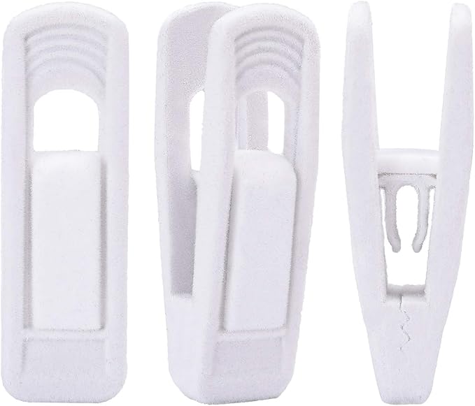 Trgowaul Velvet Hangers Clips, Pants Hangers Velvet Clips, Strong Finger Clips Perfect for Thin Velvet Hangers (20pc, White)