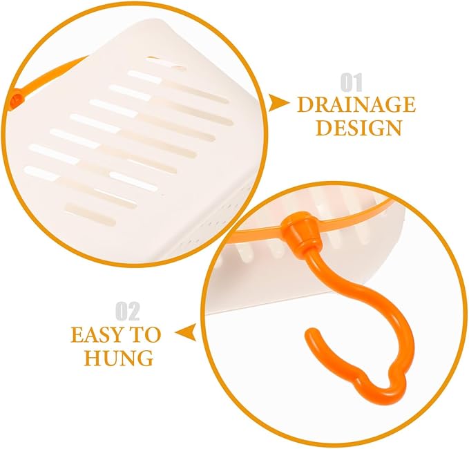 Gatuida Plastic Hanging Basket for Shower, Hanging Shower Caddy, Portable Storage Basket Kitchen Organizer with Hook for Bathroom Kitchen, 8.3 x 5.5 x 5.1 Inch (White)