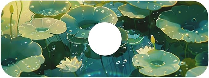 Faucet Draining Mat For Kitchen Sink, Green Lotus Leaves Diatom Mud Absorbent Drain Pad For Bathroom Kitchen Sink Splash Guard Drying Mat