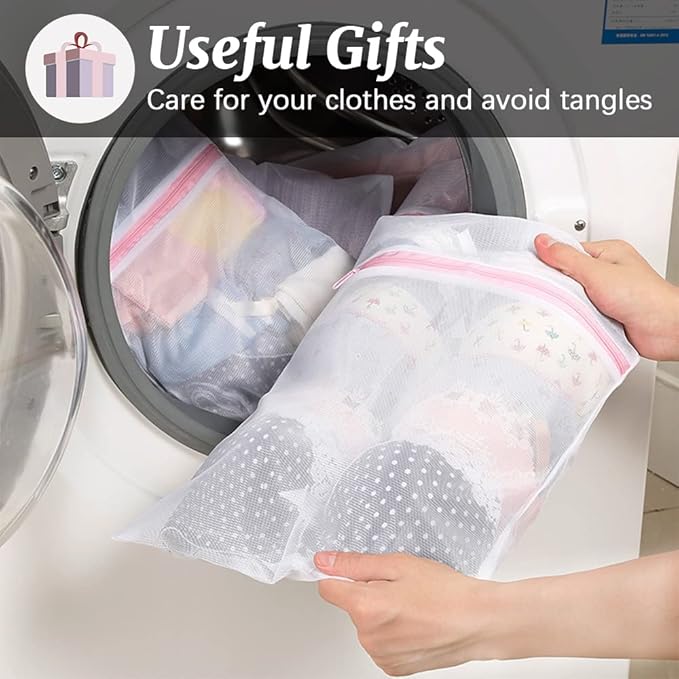 6Pcs Mesh Pop Up Laundry Hamper, FHDUSRYO Foldable Pop Up Hamper, Collapsible Laundry Basket with Carry Handles, Portable Dirty Clothes Basket with 6 Wash Bags, Mesh Hamper for Dorm Bedroom Travel