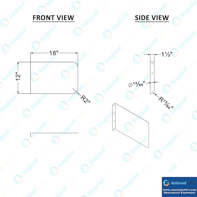 18 in. x 12 in. Wall Mount Stainless Steel Splash Guard - 16-Gauge 304 Stainless Steel