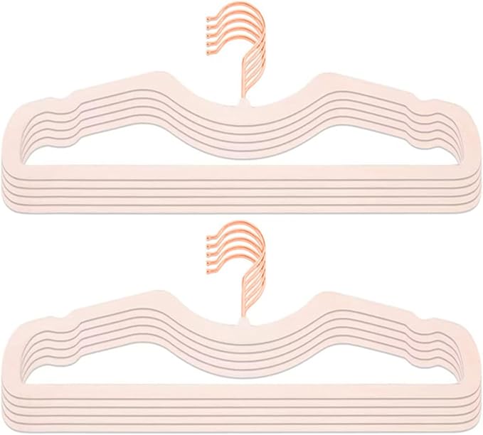 Velvet Hangers 50 Pack, Ultra Slim & Short Neck Hanger, 360 Swivel Hook, Space Saving Durable Non-Slip Felt Hangers,Pink a