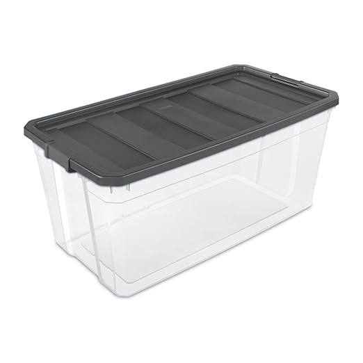 Sterilite 12-Pack Modular Stacker Box, Durable Clear Plastic Storage Bins with Latching Lids, 200 Quart - Stackable Organizing Container Boxes for Closet, Bathroom, and Office