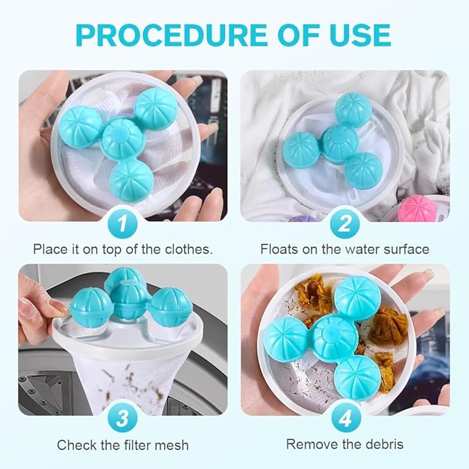 Floating Hair Filtering Mesh Removal, 2026 Upgrade Pet Hair Remover Laundry Reusable Lint Catcher for Washing Machine Hair Catcher Wool Device, Pet Hair (3, Mix)