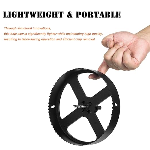 7-1/4 Hole Saw for Recessed Lights, 7.25 Inch Hole Cutter with Dust Bowl Catcher for Led Recessed Lighting 7 Inch and Wood Metal Drywall, Bi-Metal Construction, Black