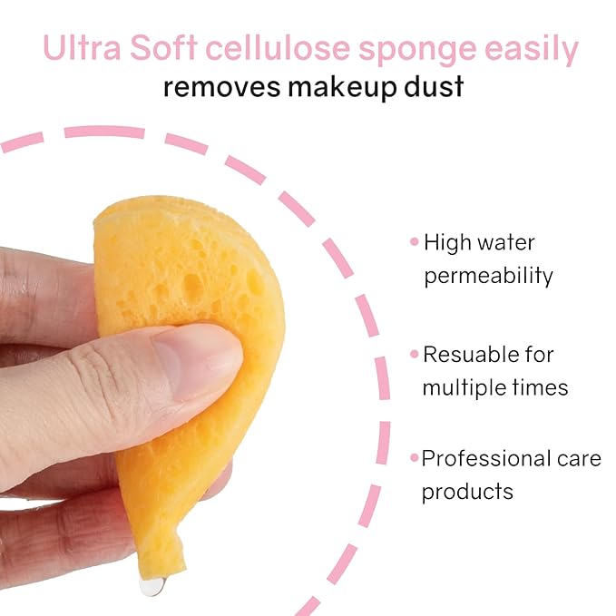50-Count Heart Shape Compressed Facial Sponges,100% Natural Cellulose Face Sponge Spa Sponges for Removing Dead Skin, Dirt and Makeup(Yellow)
