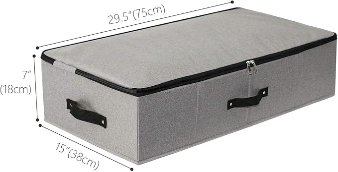 AMJ 29.5"*15"*7", Blanket, Duvets, Winter Clothes Storage Box for Under Bed, Top Wardrobe Organizer, Dark Gray