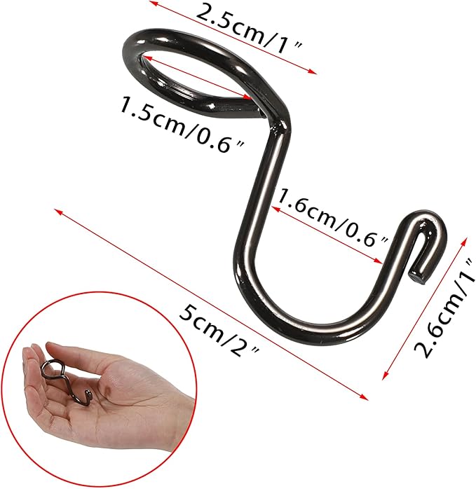 Sumnacon 30 Pcs Gold Metal Connector Hooks for Clothes Hangers - Mini Cascading Extender for Velvet Wooden Hangers, Hat, Bag - Black