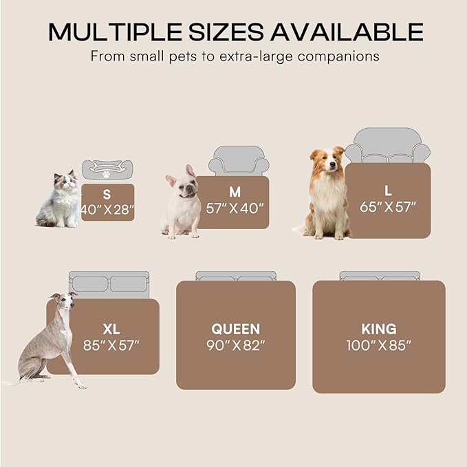 Luciphia Waterproof Pet Blanket, Liquid Pee Proof Dog Blanket for Sofa Bed Couch, Reversible Sherpa Fleece Furniture Protector Cover for Small Medium Large Dogs Cats, Khaki Queen Size（90" x 82"）