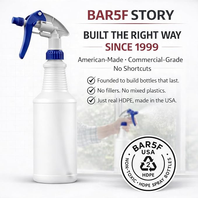 Bar5F Professional Sprayer 24-Ounce - 20 Foot Spray, Bleach Resistant, Adjustable Nozzle, All-Purpose, 3-Pack
