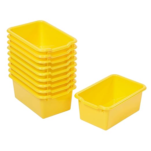 ECR4Kids Scoop Front Storage Bins, Multipurpose Organization, Yellow, 10-Piece
