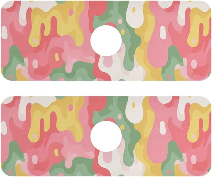 Kitchen Sink Splash Guard 2 PCS 14.7 Inch Sink Faucet Mat Splash Guard for Bathroom Countertop Water Absorbent Foldable Cuttable Soft Washable Multicolored Drips