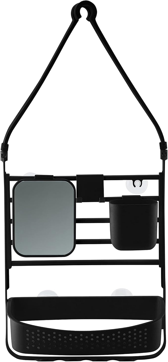 Bath Bliss Deluxe Flex Adjustable Shower Caddy | 2 Hanging Options | Customizable Accessories | Bathroom Storage | Matte Black