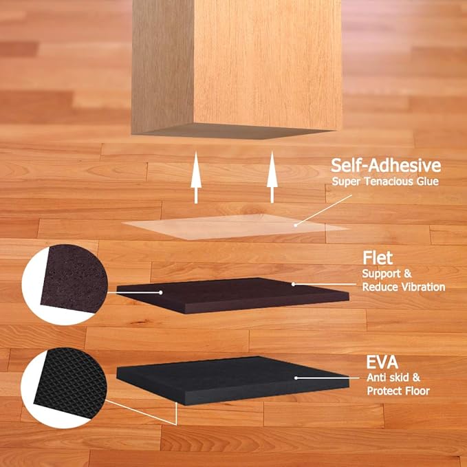 Yelanon Non Slip Furniture Pads -12pcs 4" Furniture Grippers Hardwood Floors, Non Skid for Furniture Legs,Self Adhesive Rubber Feet, Anti Slide Furniture Floors Protectors for Keep Couch Stoppers