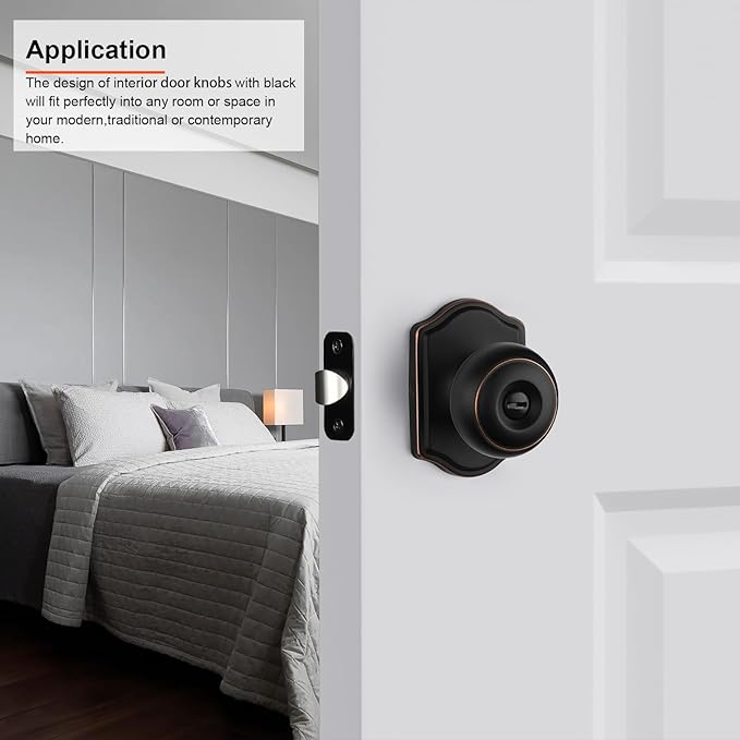 Haidms Oil Rubbed Bronze Door Knobs Interior, Privacy Interior Door knobs, Bronze Indoor Doorknobs for Bedroom or Bathroom (8 Pack)