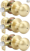 Goldenwarm Gold Interior Door Knobs, Bedroom Door Knob, Door Knobs Interior Bulk, Brushed Gold Privacy Door Knob for Bedroom or Bathroom(3 Pack)