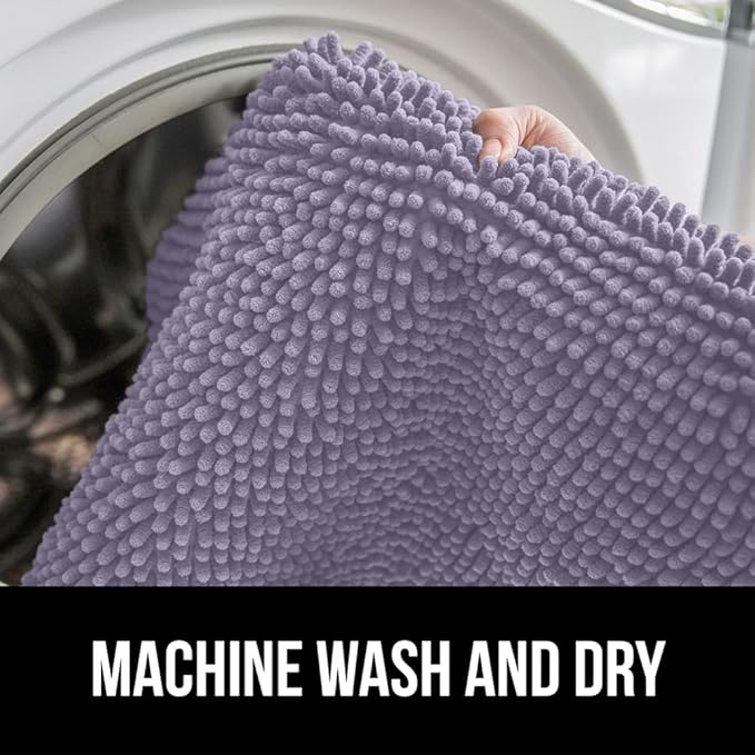 GORILLA GRIP Bath Rug Mat 44x26 Thick Soft Absorbent Chenille, Quick Dry Microfiber Mats, Rubber Backing Washable Shower Floor Rugs, Bathmat Runner Bathroom Home Decor Accessories Light Purple